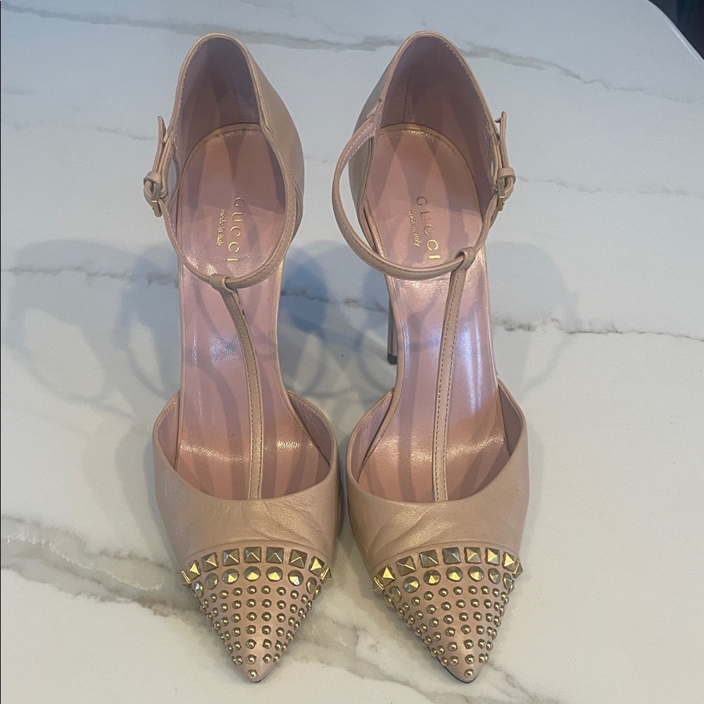 Gucci Women's Nude Studded Heels
